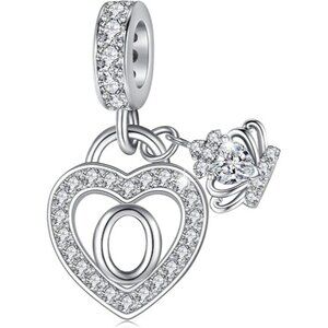 Letter O Letter Charms Silver Heart Alphabet Initial Dangle Charms